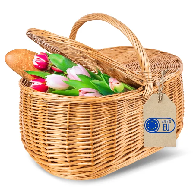 Creative Home Cestino Vimini con Coperchio 45x30x38 cm