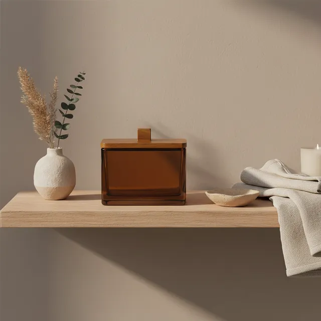 Andrea House Scatola Decorativa Vetro Marrone 11,5 cm