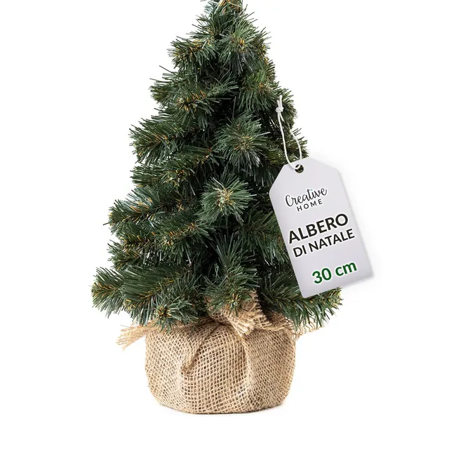 Creative Home Albero di Natale Artificiale 30 cm con Base Juta